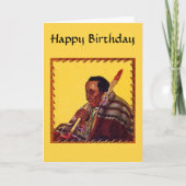 ネイティブアメリカン 戦士 ピースパイプ 誕生日 カード (正面)