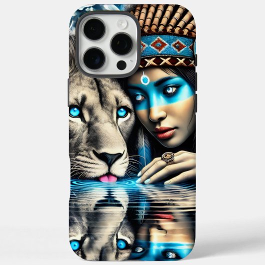 ネイティブインディアン女性と忠実なライオン Case-Mate iPhoneケース (裏面)