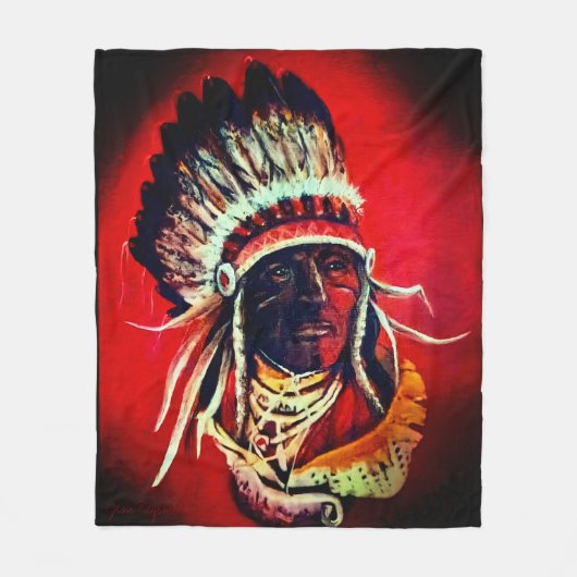 "ネイティブ・ウォリアー" フリースブランケット (正面)