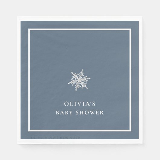 ネイニーブルーモダンスノーフレーク赤ちゃんシャワー スタンダードランチョンナプキン (正面)