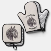 ネイバーアットバーン馬好きポニーエクストリアン 鍋つかみ&鍋敷きセット (正面/裏面)