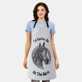 ネイバーアットバーン馬好きヴィンテージ動物 エプロン (着用した状態)