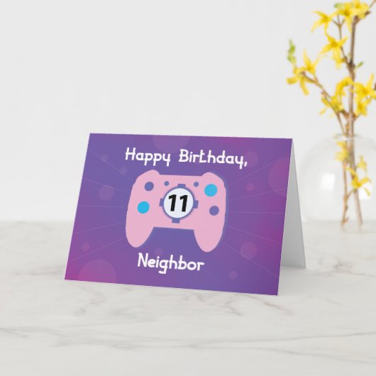 ネイバーガール11歳誕生日ゲーマー カード (黄色い花)