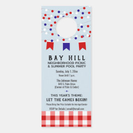 ネイバーサマーピクニック&プールパーティの招待状 ドアノブサイン