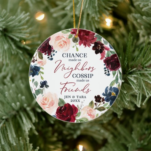 ネイバーズトゥフレンズパーソナライズされたフローラリース セラミックオーナメント (ツリー)