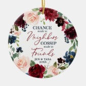 ネイバーズトゥフレンズパーソナライズされたフローラリース セラミックオーナメント (正面)
