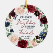 ネイバーズトゥフレンズパーソナライズされたフローラリース セラミックオーナメント (裏面)