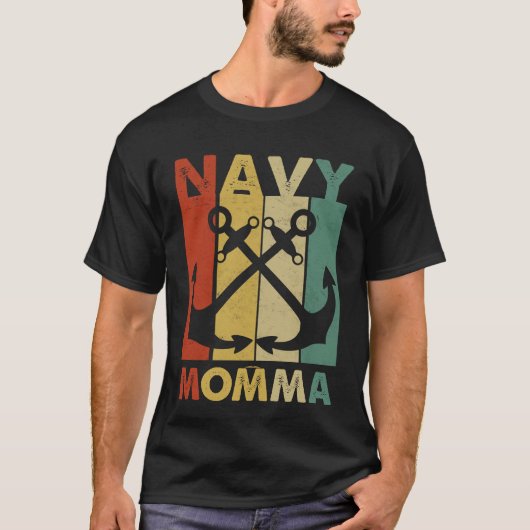 ネイビおもしろいーママ80sヴィンテージ軍隊マリーンママ tシャツ (正面)