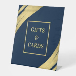 ネイビお洒落ー金ゴールドギフト及びカード台座標識 台座サイン