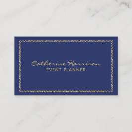 ネイビかわいらしモダンー・ブルーと金ゴールド 名刺