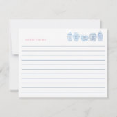 ネイビかわいらしーとピンクの新郎新婦レシピカード 招待状 (裏面)