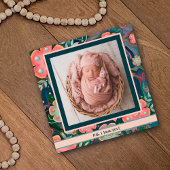 ネイビかわいらしーピンクフローラかわいい写真カスタマイズ フォトプラーク