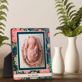 ネイビかわいらしーピンクフローラかわいい写真カスタマイズ フォトプラーク