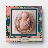 ネイビかわいらしーピンクフローラかわいい写真カスタマイズ フォトプラーク (正面)