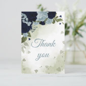 ネイビかわいらしーブルーと埃っぽいブルーの花 サンキューカード (スタンド正面)