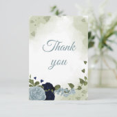 ネイビかわいらしーブルーと埃っぽいブルーの花 サンキューカード (スタンド正面)