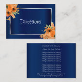 ネイビかわいらしーブルーにオレンジ色の花 – アクセス情報 エンクロージャーカード (正面/裏面)
