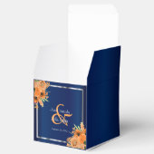 ネイビかわいらしーブルーにオレンジ色の花 フェイバーボックス (オープン)