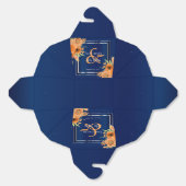 ネイビかわいらしーブルーにオレンジ色の花 フェイバーボックス (見開き)