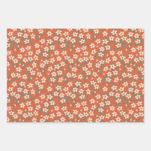 ネイビはっきりしたラスト抽象芸術級植物模様 ラッピングペーパーシート (正面3)