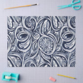 ネイビはっきりしたラスト抽象芸術級植物模様 薄葉紙 (クラフト)