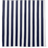 ネイビはっきりしたーとホワイトシンプルストライプの シャワーカーテン (正面)