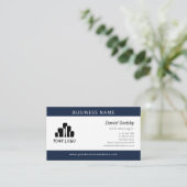 ネイビはっきりしたーブルーのロゴ片面 名刺 (スタンド正面)