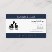 ネイビはっきりしたーブルーのロゴ片面 名刺 (正面)