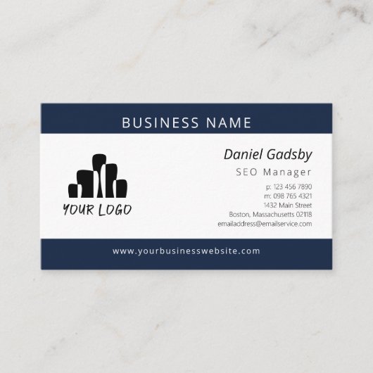 ネイビはっきりしたーブルーのロゴ片面 名刺 (正面)