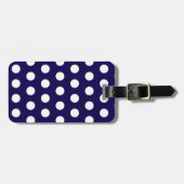 ネイビはっきりしたーブルーの白水玉模様 ラゲッジタグ (正面横)