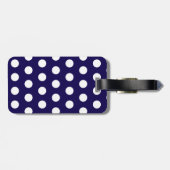 ネイビはっきりしたーブルーの白水玉模様 ラゲッジタグ (裏面横)