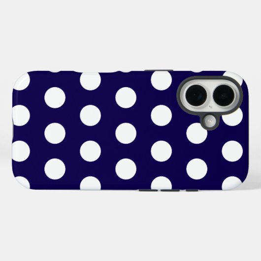 ネイビはっきりしたーブルーの白水玉模様 Case-Mate iPhoneケース (裏面 (横))