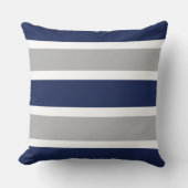 ネイビはっきりしたーブルー&グレイストライプデザイン クッション (正面)