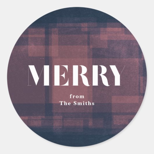 ネイビはっきりしたーメリーチョーククリスマスホリデーステッカー ラウンドシール (正面)