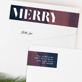 ネイビはっきりしたーメリーチョークホリデー差出人住所ラベル ラップアラウンドラベル