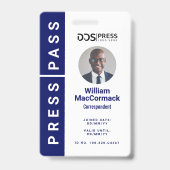 ネイビはっきりしたーモダン・サークル写真プレス・パス&ロゴ バッジ (表面)