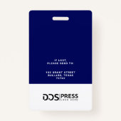 ネイビはっきりしたーモダン・サークル写真プレス・パス&ロゴ バッジ (裏面)