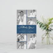 ネイビエレガントスカロップバンド6フォトシック結婚ズ サンキューカード (スタンド正面)