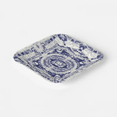 ネイビエレガントスタイリッシューモダンブルーバロックオーナメント ペーパープレート (傾斜あり)