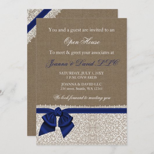 ネイビエレガントスタイリッシュー企業の招待状 招待状 (正面/裏面)