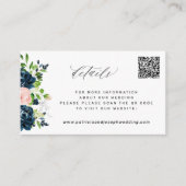 ネイビエレガントピンクフローラQRコードの結婚詳細 エンクロージャーカード (正面)