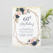 ネイビエレガントフローラ60th誕生日パーティーの招待 招待状 (スタンド正面)