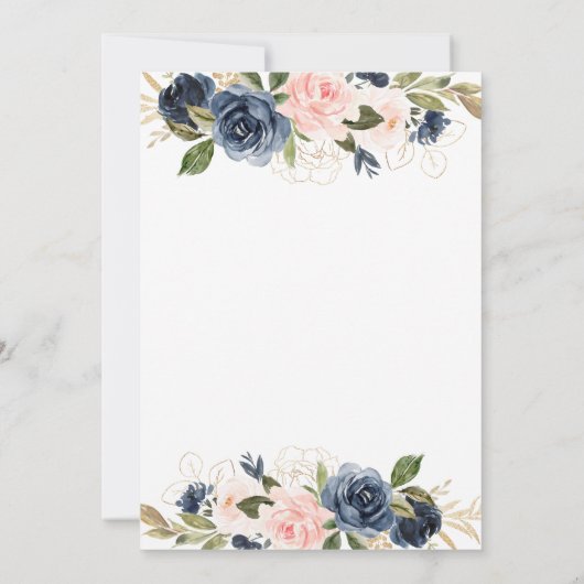 ネイビエレガントフローラ60th誕生日パーティーの招待 招待状 (裏面)