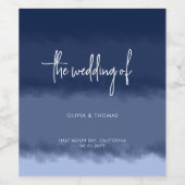 ネイビエレガントモダンーストライプビーチ結婚式 ワインラベル (シングルラベル)