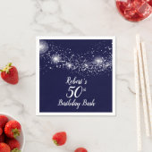 ネイビエレガントーきらめくブルーの星 スタンダードカクテルナプキン (インサイチュ)