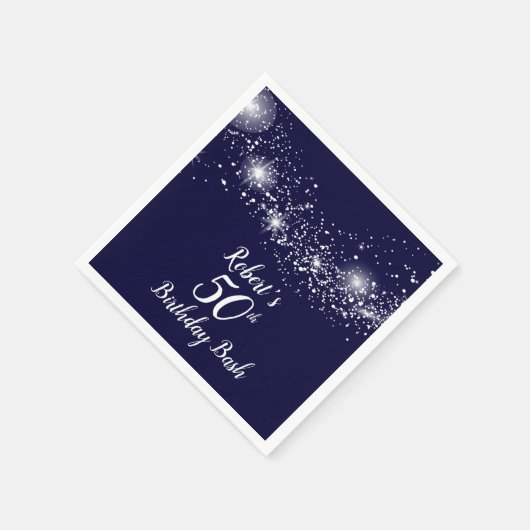 ネイビエレガントーきらめくブルーの星 スタンダードカクテルナプキン (角)