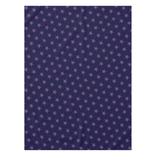ネイビエレガントーでピンクの輝く星 テーブルクロス (正面)