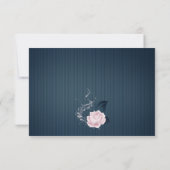 ネイビエレガントーとピンクのフローラサンキューカード サンキューカード (裏面)