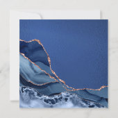 ネイビエレガントーとブルー王室のフラワーキンセニェラ 招待状 (裏面)