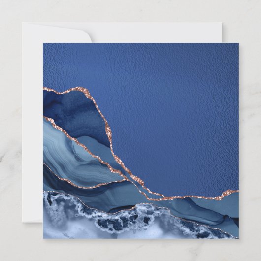 ネイビエレガントーとブルー王室のフラワーキンセニェラ 招待状 (裏面)